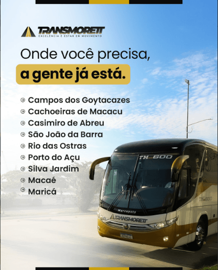 Post do Instagram da Transmorett: cidades atendidas no Rio de Janeiro